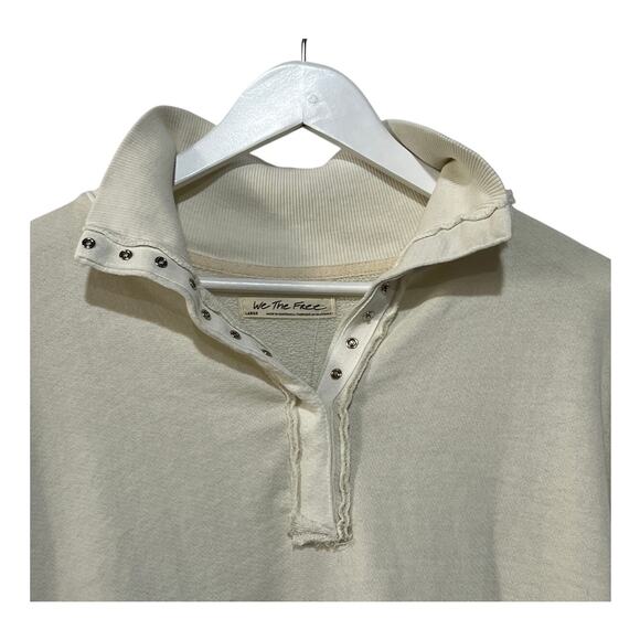 FREE PEOPLE WOMENS SIZE LARGE CAMDEN HENLEY SLOUCHY SWEATSHIRT IVORY NEW - Picture 11 of 15